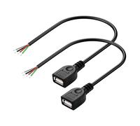 KALCX-30Cm Usb Diy Câble De Queue,22Awg 5V/3A Usb A Femelle À 4 Broches Câble De Données D'Extension De Câble Nu Pour L'Installation De Périphériques Usb C ¿2-Pack¿ (Female)
