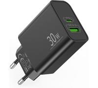 Kalcx-30w 2-Port Rapide Chargeur Pour Samsung Galaxy S25 S24 S23 S22 S21 Ultra Fe 5g S20 A55 A54 A53,Note 20 10,Tab S9 S8,Huawei Xiaomi,Usb-C Usb-A Prise Adaptateur 25w Type C Super Charger Bloc