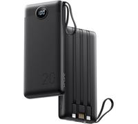 Kalcx-Batterie Externe 20000mah Qc 22.5w Power Bank Cable Intégré,Usb C Charge Rapide Led Chargeur Portable Avec 4 Sorties Et Pour Iphone13/12/11/X/8,Samsung Huawei Xiaomi Tablet