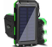 Kalcx-Batterie Externe Solaire 20 000 Mah Avec Deux Ports Usb,Accessoires De Téléphone Portable,Panneau Solaire Annulaire,Lampe De Poche Led,Batterie De Secours Externe (A)