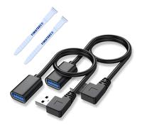 KALCX-Câble D'Extension Usb 3,0 Angle Droit,Câble De Données Usb Mâle À Femelle De 30Cm,Adaptateur Usb À 90 Degrés Avec Contacts Plaqués Or Pour Clé Usb,Disque Dur(Angle Droit,2 Pièces,Noir)