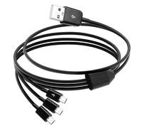 KALCX-Câble Répartiteur Multi-Mini Usb 3 En 1 Usb 2.0 A Mâle Vers 3 Mini 5 Broches Mâles De Synchronisation De Données,1 M (Noir)
