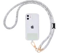 Kalcx-Chaîne De Cordon Telephone Portable Universel,Durable Sangle De Cordon Tour De Cou Épais De 10mm Corde De Coton Réglable Universel Bandoulière Lanyard Avec Patch-Gris