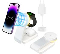 Kalcx-Chargeur Sans Fil 3 En 1 Magnétique,15w Rapide Mag-Safe Station De Charge Compatible Magsafe Iphone 16 Pro Max Plus 15 14 13 12 Airpods 4 3 2 Pro Iwatch-Adaptateur 20w Inclus Argent