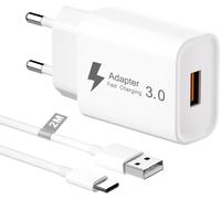 Kalcx-Chargeur Usb Rapide 18w Avec Câble Usb C 2m,Quick Charge 3.0 Adaptateur Prise Usb Secteur Chargeur Telephone Charge Rapide Pour Samsung Galaxy S23/S22/S21/S10/S9/A13/A14/A34/A54,Xiaomi,Redmi,Hu