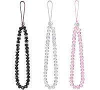Kalcx-Cordon Telephone Portable,Chaine Telephone Portable,Tour De Cou Telephone,Bijoux De Telephone,Lot De 3 Breloques Pour Cordon De Téléphone Cordon De Poignet En Perles De Cristal Brillantes