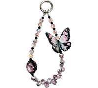 Kalcx-Cuerda Para Movil Colgante De Teléfono Pequeño Y Creativo Mariposa Con Cuentas De Cristal Brillante Colgante Móvil Con Diseño De Moda