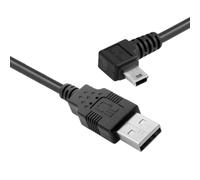 KALCX-Cy Câble De Données Mini Usb Type B 5 Broches Mâle Vers Usb 2.0 Mâle Avec Ferrite Coudé Vers La Gauche À 90 Degrés,Noir,5 M,3 M,1,8 M,0,5 M 5.0M-Left Angled 5 M-Angle Gauche.