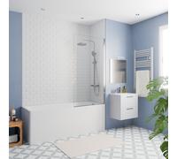 Kaldewei - 170x70 cm Ensemble baignoire Eurowa universelle + Pare baignoire fixe chrome + pieds (KW312-SETP3)