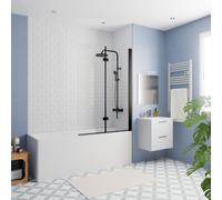 Kaldewei - 170x70 cm Ensemble baignoire Eurowa universelle + Pare baignoire pliable, 2 volets noir + pieds (KW312-SETP4)