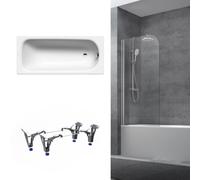 Kaldewei - 180x80 cm Ensemble baignoire Saniform universelle + Pare baignoire pivotant chrome + pieds ( KW3751-SETP1)