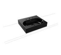 Kaldewei Centro poser 903006033701 3057, 60x50x12cm, effet perlant noir, sans trop-plein, 3 trous robinetterie
