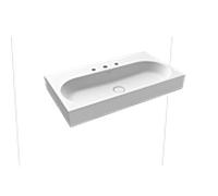 Kaldewei Centro poser 903506033711 3062, 90x50x12cm, effet perlant blanc alpin mat, sans trop-plein, 3 trous robinetterie
