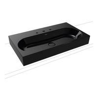 Kaldewei Centro poser 903106033701 3058, 90x50x12cm, effet perlant noir, sans trop-plein, 3 trous robinetterie