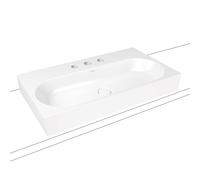 Kaldewei Centro poser 903106033711 3058, 90x50x12cm, effet perlant blanc alpin mat, sans trop-plein, 3 trous robinetterie