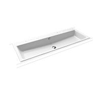 Kaldewei Puro lavabo Puro encastrer 907106053001 120x46x1,4cm, avec trop-plein, 2x3 trous pour robinetterie, effet blanc nacré