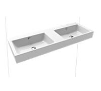 Kaldewei Puro lavabo double mural 906706003001 130x46x12cm, avec trop-plein, sans trou pour robinetterie, effet blanc nacré