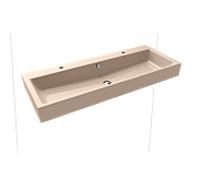 Kaldewei Puro double vasque murale 906806043030 120x46x12cm, avec trop-plein, 2x1 trou robinetterie, effet perlant beige Bahama