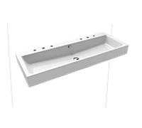 Kaldewei Puro lavabo double mural 906806053001 120x46x12cm, avec trop-plein, 2x3 trous de robinetterie, effet blanc nacré