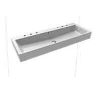 Kaldewei Puro double vasque murale 906806053199 120x46x12cm, avec trop-plein, 2x3 trous robinetterie, effet perlant Manhattan