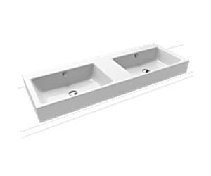 Kaldewei Puro fixation double vasque 907206003001 130x46x12cm, avec trop - plein, sans trou de coulée, blanc effet perlant