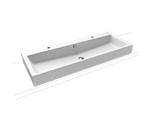 Kaldewei Puro fixation double vasque 907206043001 130x46x12cm, avec trop - plein, trou de coulée 2x1, blanc effet perlant