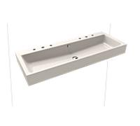 Kaldewei Puro lavabo double mural 906806053231 120x46x12cm, avec trop-plein, 2x3 trous pour robinet, effet pergamon nacré