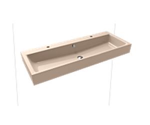Kaldewei Puro lavabo double vasque 906806043030 120x46x12cm, avec trop-plein, trou pour robinet 2x1, effet perlant bahamabeige