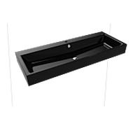 Kaldewei Puro lavabo mural 906806013701 3167, 120x46cm, effet perlé noir, avec trop-plein, avec trou pour le robinet