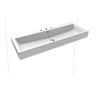 Kaldewei Puro lavabo mural 906806033711 3167, 120x46cm, effet perlant blanc alpin mat, avec trop-plein, 3 trous taraudés