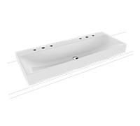 Kaldewei Silenio double vasque 906406373001 120x46x1.2cm, sans trop - plein, 2 x 3 trous de coulée, l' effet de perles blanches