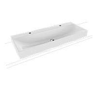 Kaldewei Silenio double vasque à poser 906406043001 120x46x1,2cm, avec trop-plein, 2 x 1 trou robinetterie, blanc effet perle