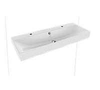 Kaldewei Silenio double vasque murale 904506043001 120x46x1,2cm, avec trop-plein, 2 trous pour robinetterie 2000 , effet perlant blanc