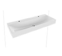 Kaldewei Silenio double vasque murale 904506363001 120x46x1,2cm, sans trop-plein, 2 trous pour robinetterie 2000 , effet blanc nacré