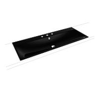 Kaldewei Silenio vasque à encastrer 907906033701 3039, 120 x 46 cm, effet perle noire, trop-plein, 3 trous robinetterie