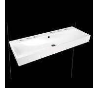 Kaldewei Silenio double vasque murale 904506053001 120x46x1,2cm, avec trop-plein, 2 x 3 trous robinetterie, blanc effet perlant