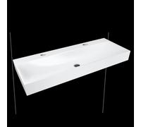 Kaldewei Silenio double vasque murale 904506363001 120x46x1,2cm, sans trop-plein, 2 trous pour robinetterie 2000 , effet blanc nacré