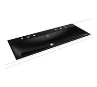 Kaldewei Silenio double vasque à encastrer 907906053701 avec trop-plein, 2 x 3 trous pour robinetterie, effet perle noire, 120 x 46 x 2000 , 4 cm