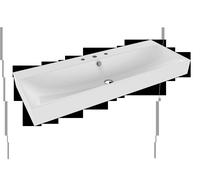 Kaldewei Vasque murale Silenio 3046 – 120×46×12 cm, blanc effet perlant, trop-plein, 3 trous