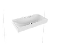 Kaldewei Silenio vasque murale 904406273001 sans trop-plein, 3 trous robinetterie, 3045, 90 x 46 x 12 cm, blanc effet perle