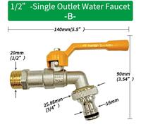 KALDF-Adaptateur De Robinet De Tuyau D'Arrosage En Laiton, Connecteur De Réservoir D'Eau Ibc 1/2 Pouces, Joint D'Irrigation À 2 Voies Et 1 Voie, Raccord De Remplacement, Robinet À Tournant Sphérique,