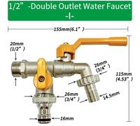 KALDF-Adaptateur De Robinet De Tuyau D'Arrosage En Laiton, Connecteur De Réservoir D'Eau Ibc 1/2 Pouces, Joint D'Irrigation À 2 Voies Et 1 Voie, Raccord De Remplacement, Robinet À Tournant Sphérique,