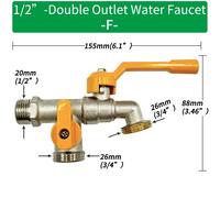 KALDF-Adaptateur De Robinet De Tuyau D'Arrosage En Laiton, Connecteur De Réservoir D'Eau Ibc 1/2 Pouces, Joint D'Irrigation À 2 Voies Et 1 Voie, Raccord De Remplacement, Robinet À Tournant Sphérique,