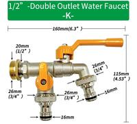 KALDF-Adaptateur De Robinet De Tuyau D'Arrosage En Laiton, Connecteur De Réservoir D'Eau Ibc 1/2 Pouces, Joint D'Irrigation À 2 Voies Et 1 Voie, Raccord De Remplacement, Robinet À Tournant Sphérique,