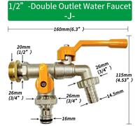 KALDF-Adaptateur De Robinet De Tuyau D'Arrosage En Laiton, Connecteur De Réservoir D'Eau Ibc 1/2 Pouces, Joint D'Irrigation À 2 Voies Et 1 Voie, Raccord De Remplacement, Robinet À Tournant Sphérique,