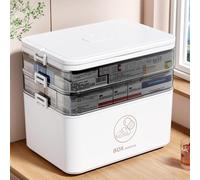 KALDJKS Boîte à médicaments à 3 étages - Portable et polyvalente - Avec poignée de transport - Mallette de rangement - Boîte de rangement pour pharmacie - Boîte de premiers secours (blanc)