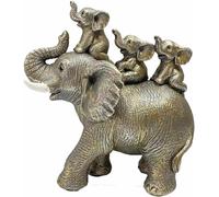 KALDJKS Décoration d'éléphant, statue d'éléphant, cadeau pour maman, maman éléphant porte trois bébés éléphants sur son dos, décoration pour femmes beaucoup de GlüCk, bureau, bibliothèque, chambre à