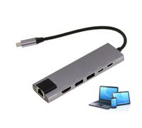 KALEA-INFORMATIQUE Adaptateur aluminium USB C - HDMI LAN RJ45 Gigabit et Hub USB C Power Delivery