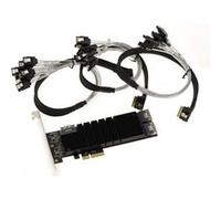 Carte contrôleur PCI Express PCIe 3.1 x4 avec 24 ports SATA 6G. Chipset JMB575 (x6). Avec cordons et équerres Low et High profile