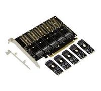 Kalea Informatique Carte contrôleur PCIe 3.1 x16 JMB585 pour 5 SSD M.2 B/B+M SATA High Low Profile